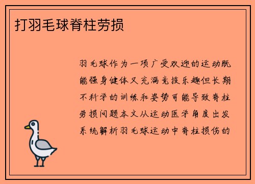打羽毛球脊柱劳损