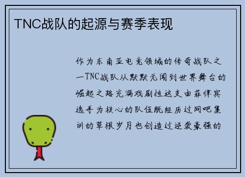 TNC战队的起源与赛季表现