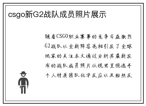 csgo新G2战队成员照片展示